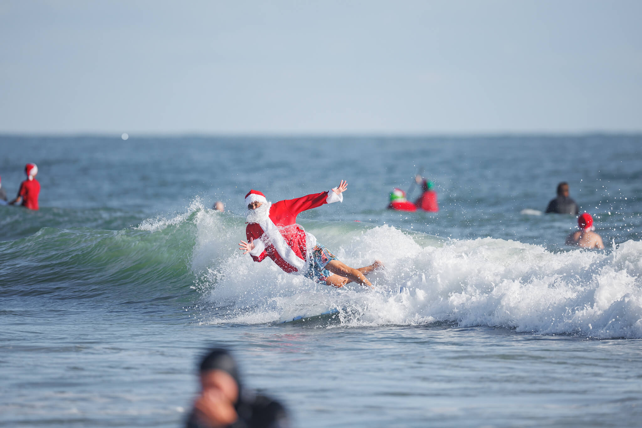 surfing santa in cocoa beach